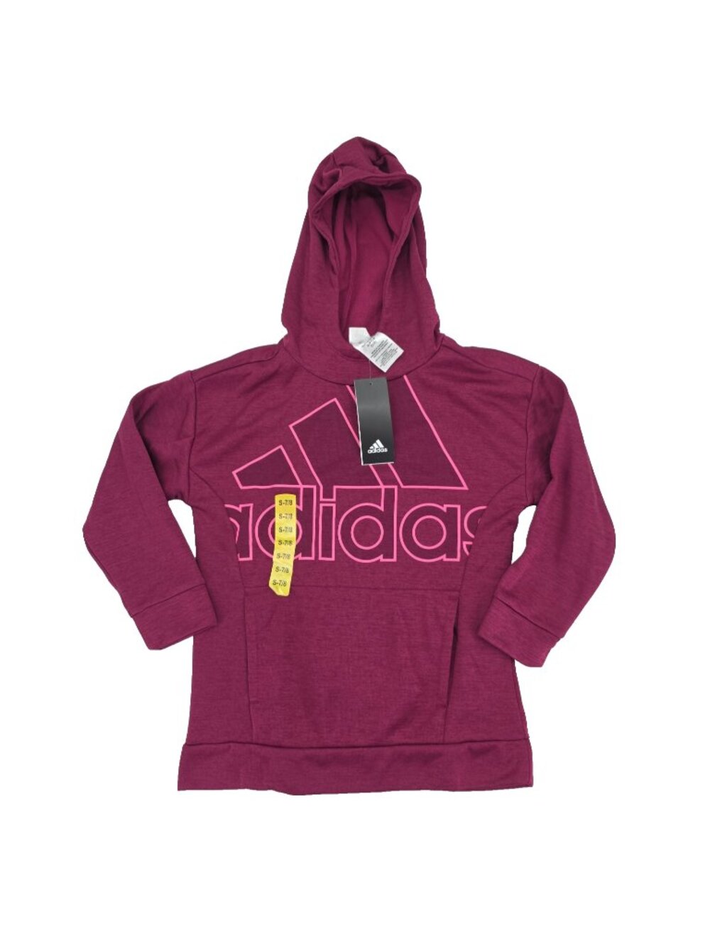 Adidas Hoodie Sweatshirt Girls Youth Small 7/8 Purple Graphic Logo Fleece Lined